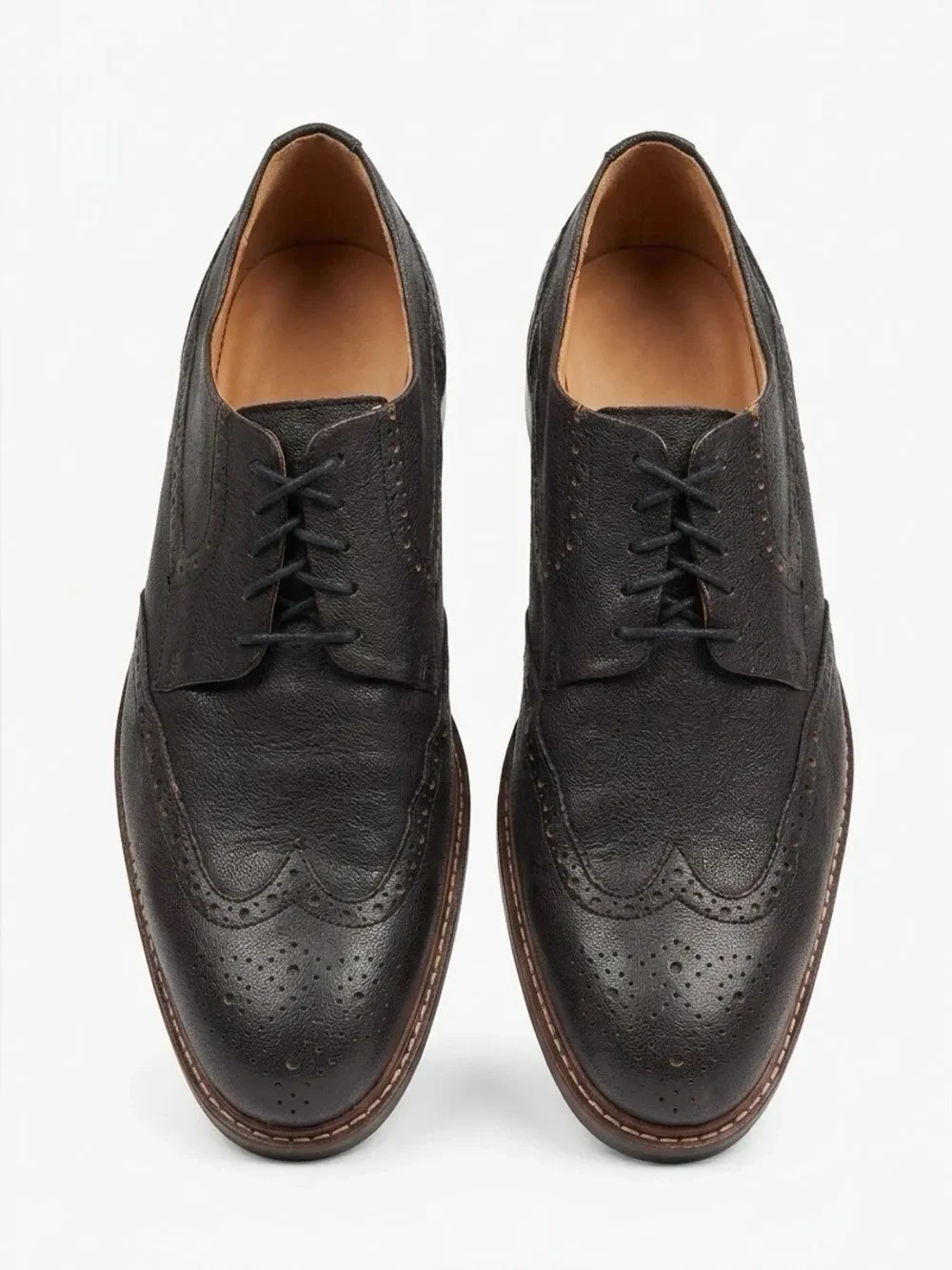 Classic Men's Brogue Derby Shoes by Cole Haan in Black Leather Oxford Dress